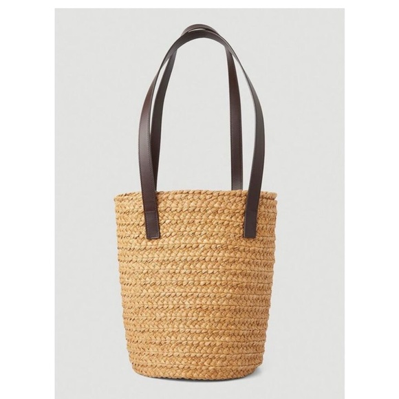 Saint Laurent - Panier Small raffia bucket bag in beige - Picture 6 of 9